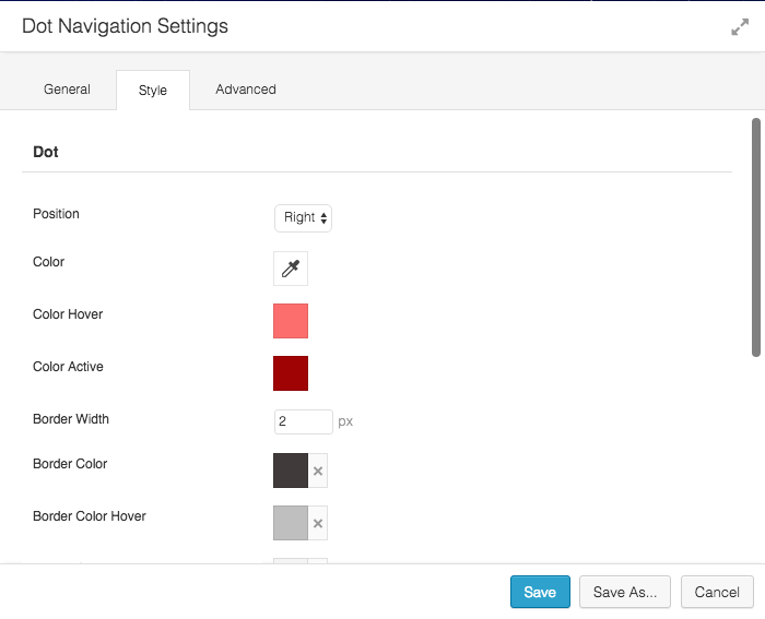 Styling options for Dot Nav Module