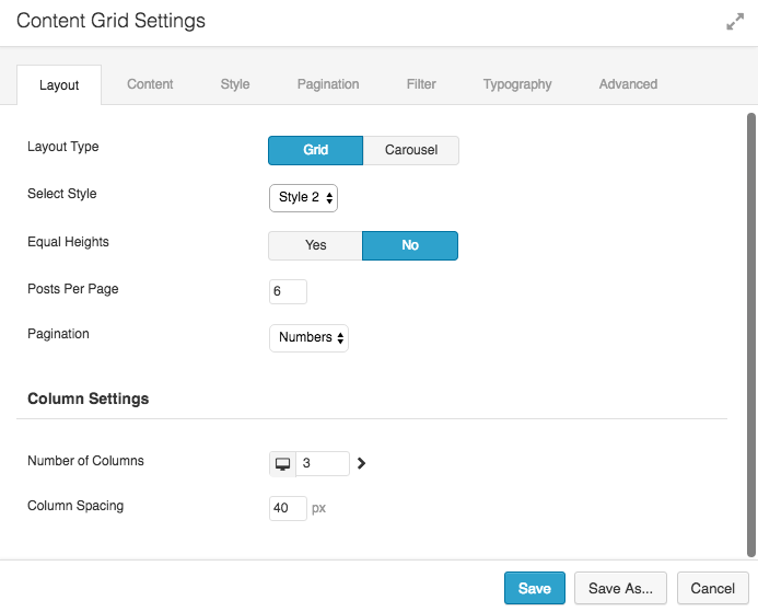 Content Grid Layout Options