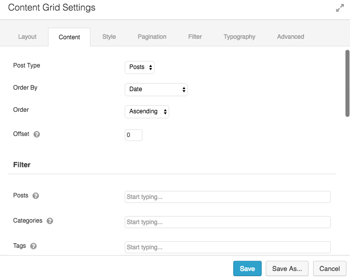 Content Grid Settings 1