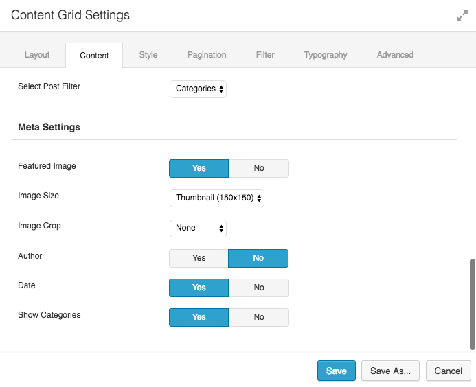 Content Grid Settings 3