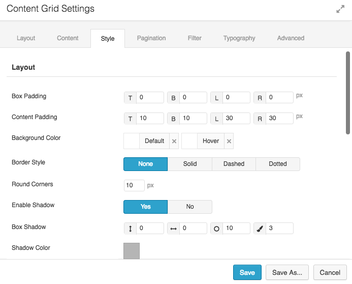 Content Grid Style Options 1