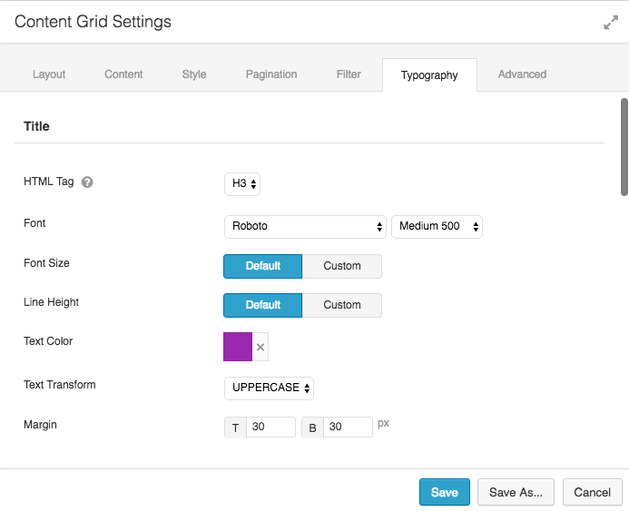 Content Grid Typography Options 1