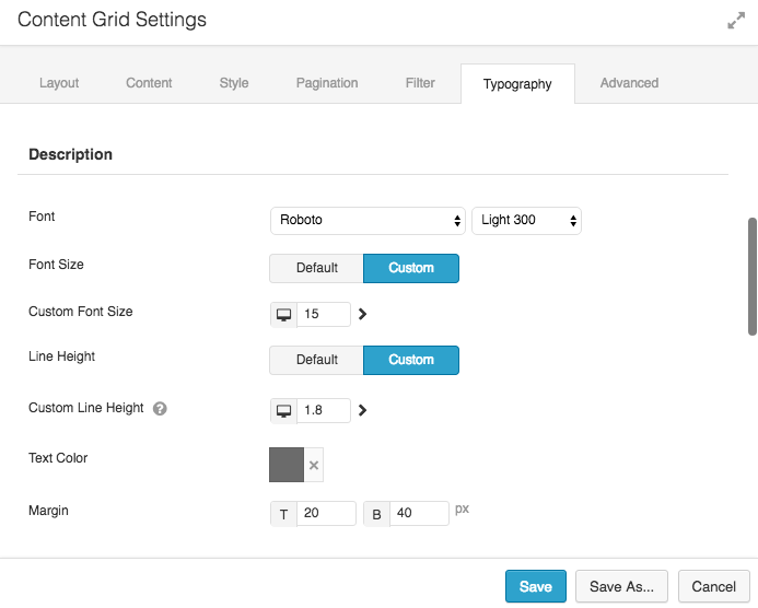 Content Grid Typography Options 2