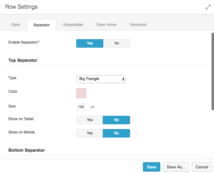 Row Separator Settings