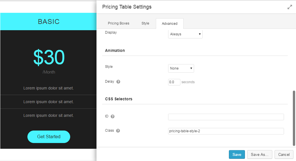 pricing-table-setting-beaver-builder