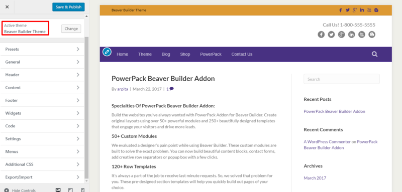 customize beaver builder theme