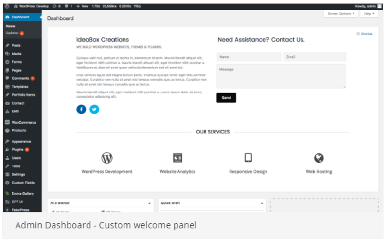 welcome admin panel