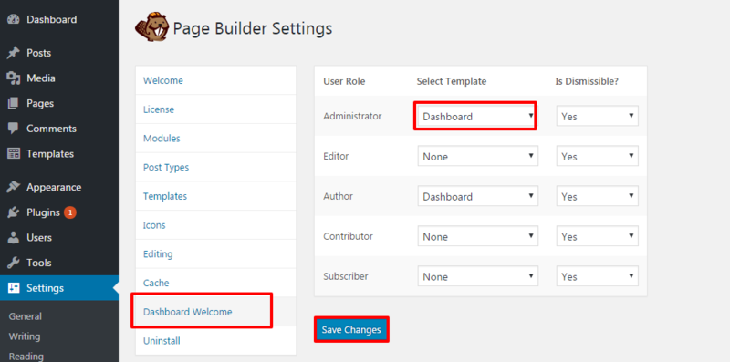 page builder setting