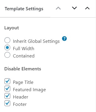 header settings WordPress template