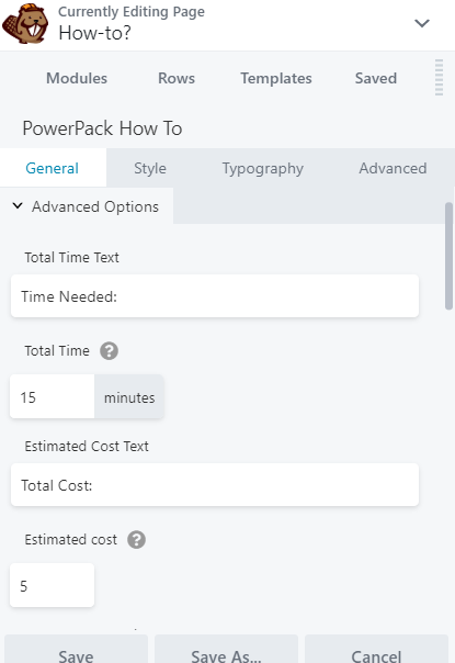 Advanced options How-to module