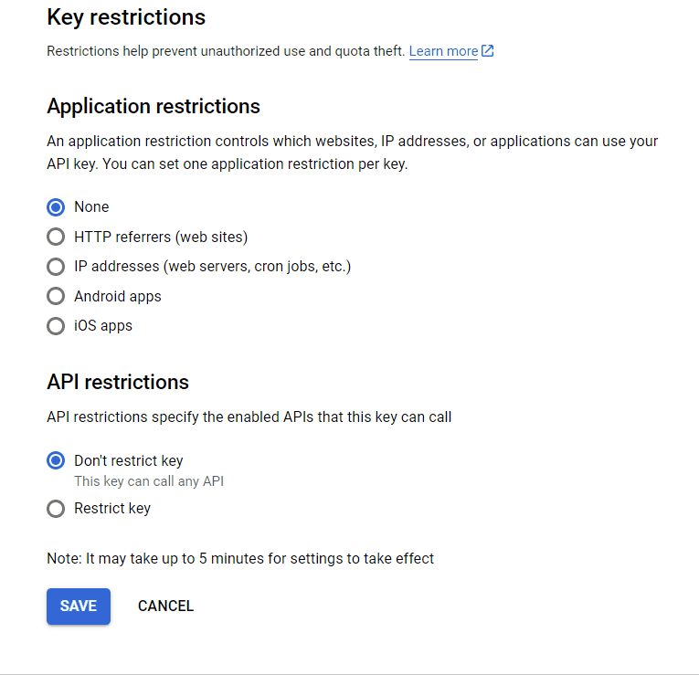 Google API Key Restrictions