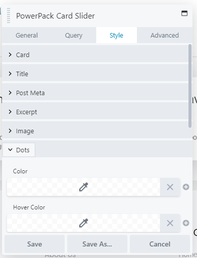 style tab card slider