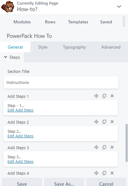 Define steps: How-to module