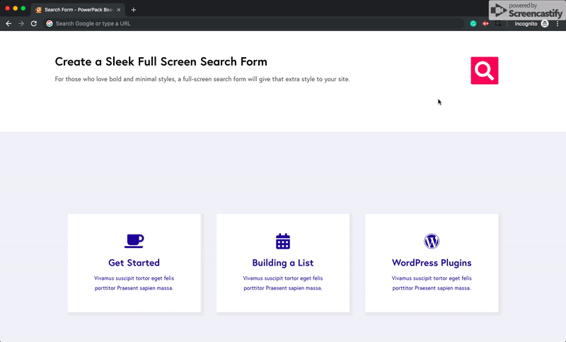 full screen search form module style