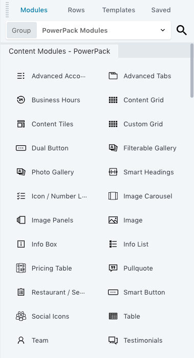 PowerPack Modules List