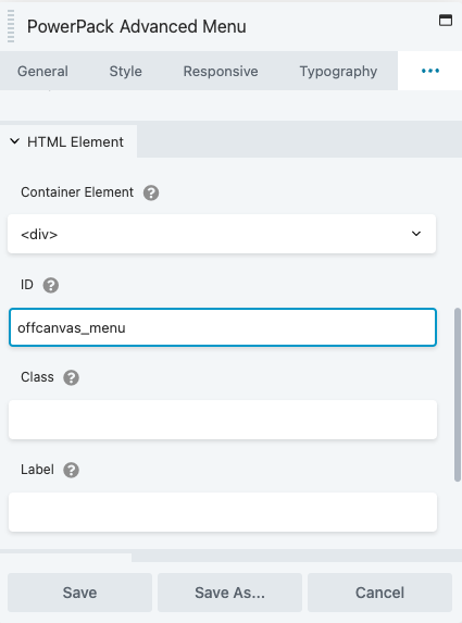 Advanced Menu - Adding ID to the module