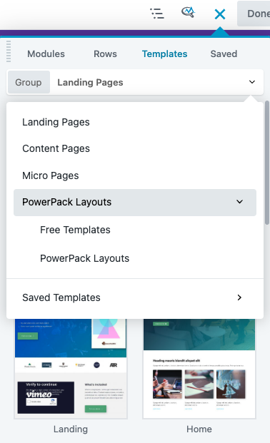 PowerPack Templates in builder