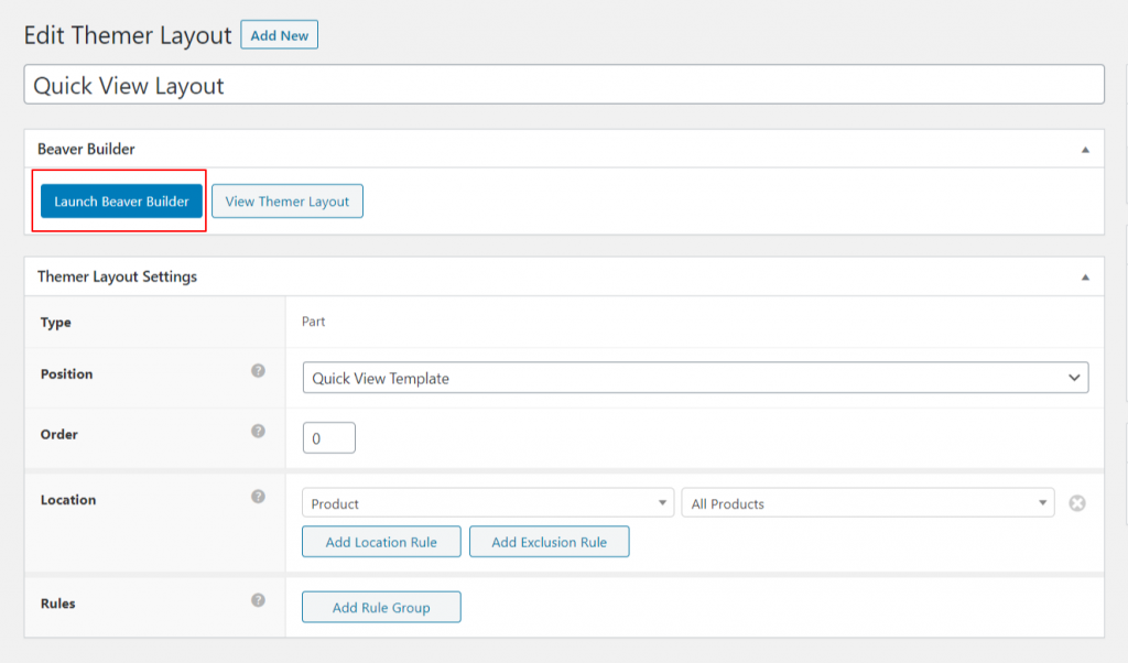 Edit the Quick View Layout