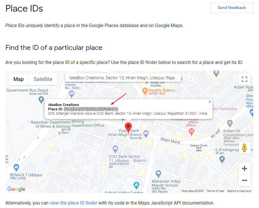 Get the Google Place ID for the Business
