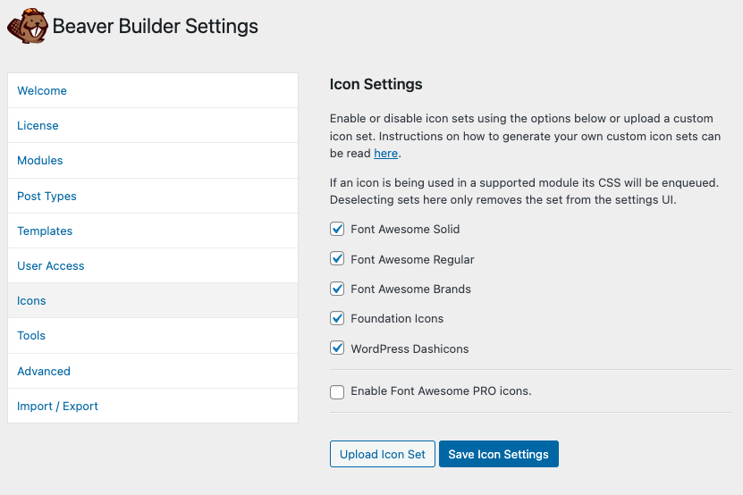 Font Awesome icon sets - Beaver Builder