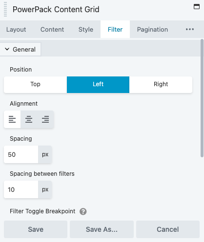 Content Grid - taxonomy filters style