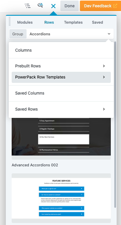 PowerPack row templates in Beaver Builder