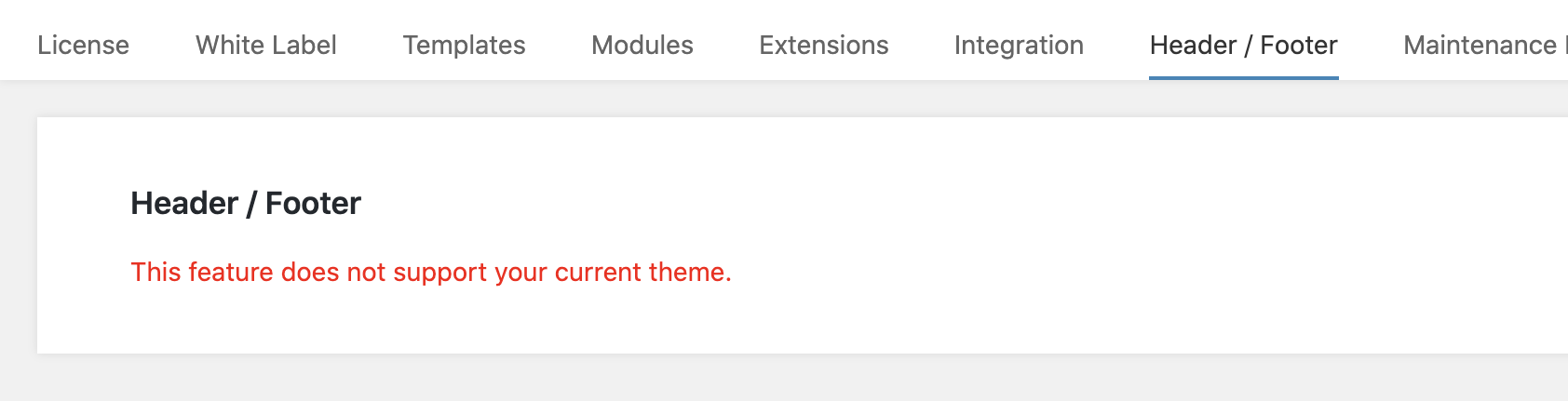 Header/Footer: Theme Not Supported Error